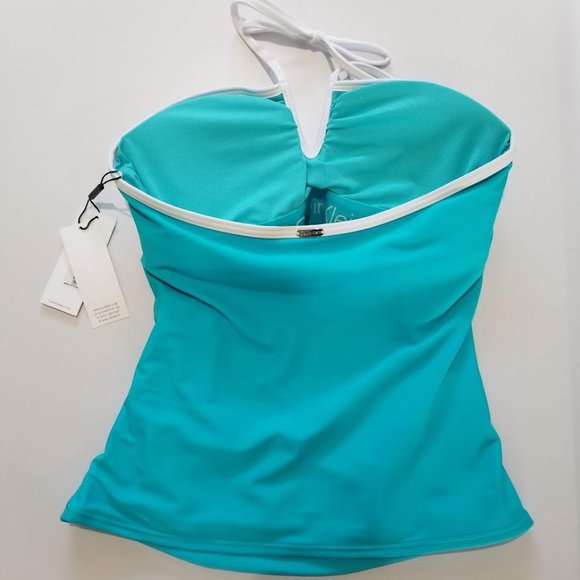 Calvin Klein V-Wire Bandeau Halter Tankini Top Tropical Waters - Picture 6 of 9